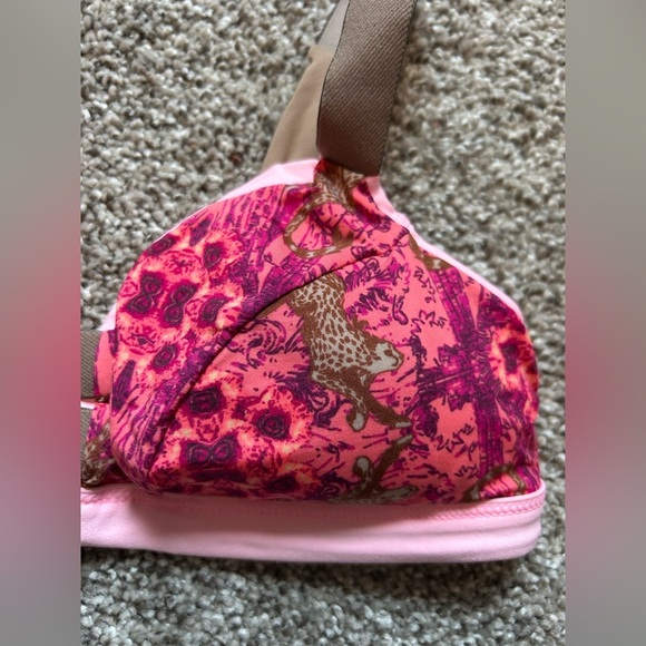 Pink and Brown cheetah Women's bikini top - Picture 2 of 3